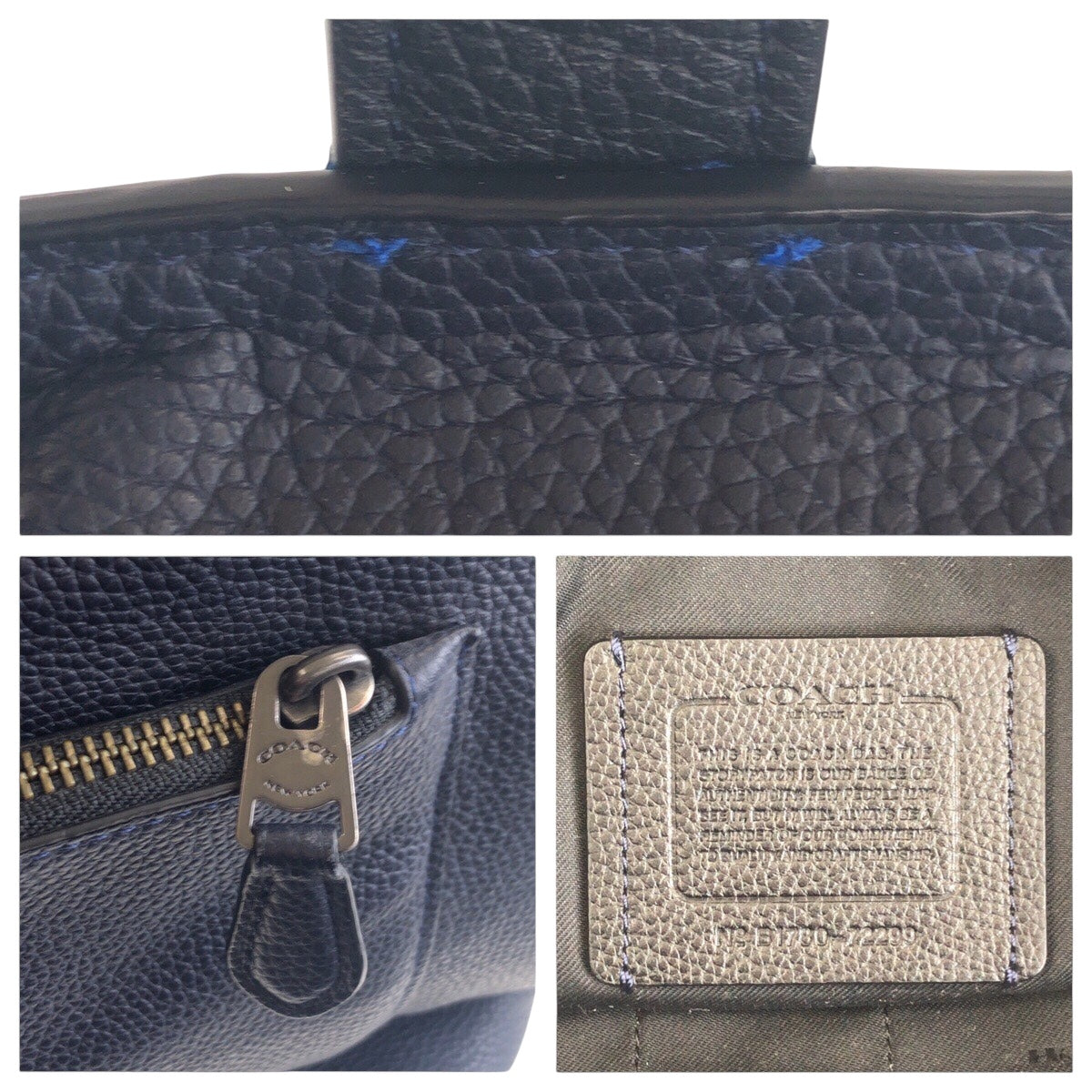 14027
COACH コーチ ネイビー ガンメタ金具 レザー トートバッグ ショルダーバッグ A4収納  メンズ