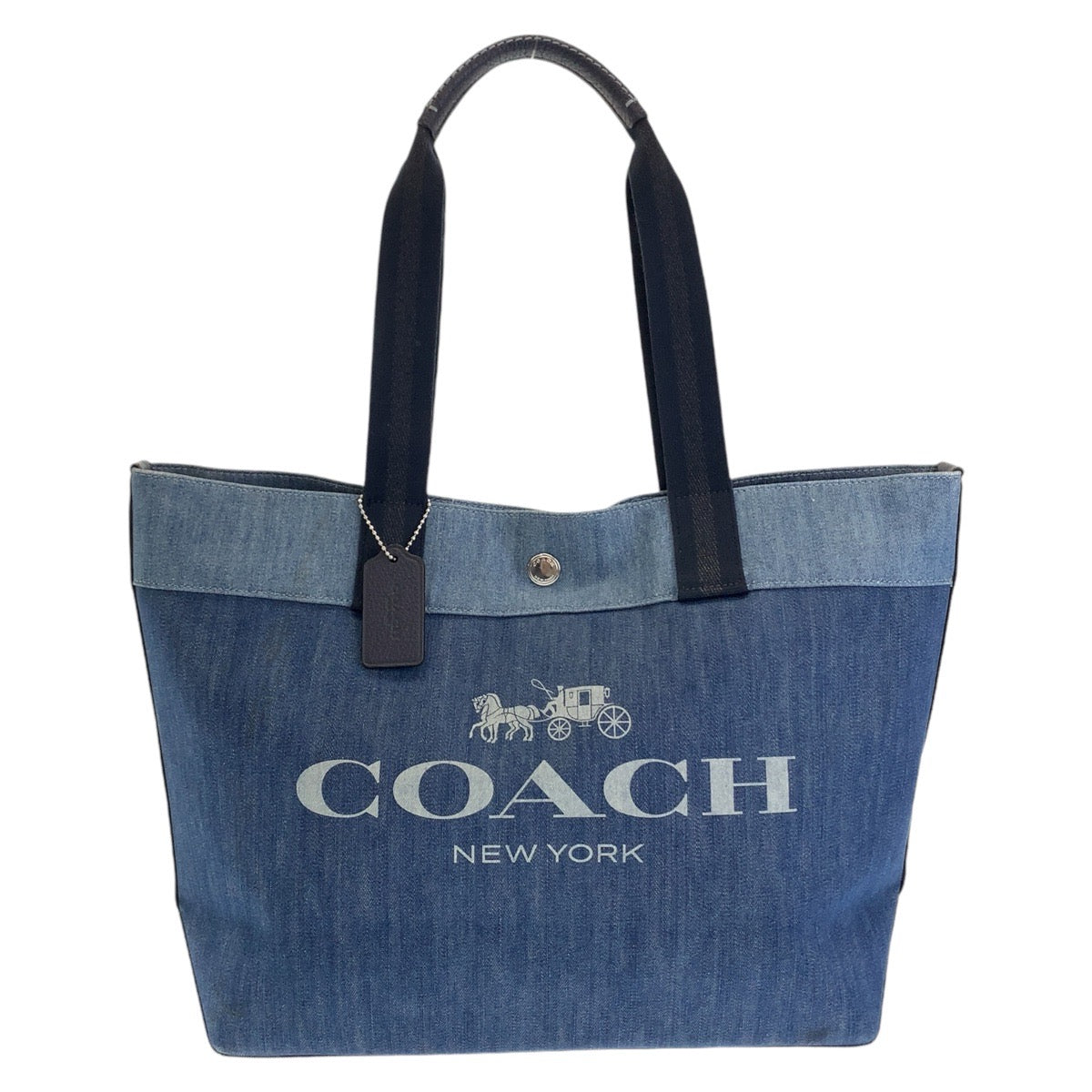 1956
COACH コーチ ホース アンド キャリッジ ブルー シルバー金具 コットンデニム トートバッグ ショルダーバッグ  レディース