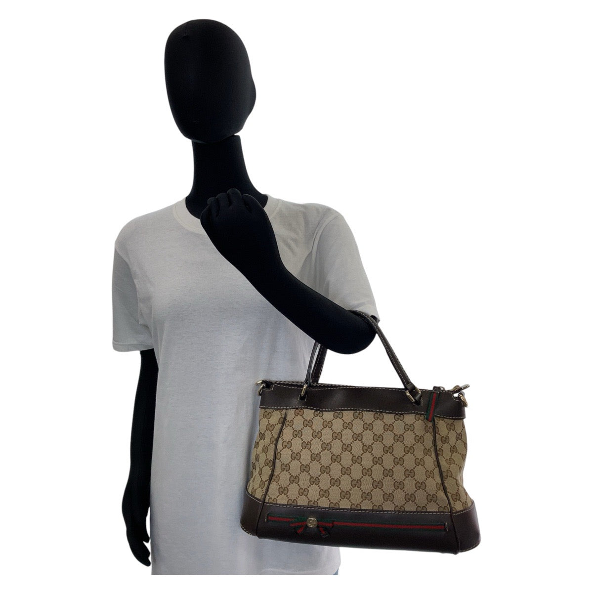 11950
GUCCI グッチ シェリーライン プリンシー ブラウン ベージュ ゴールド金具 GGキャンバス / レザー 269894 トートバッグ ハンドバッグ  レディース
