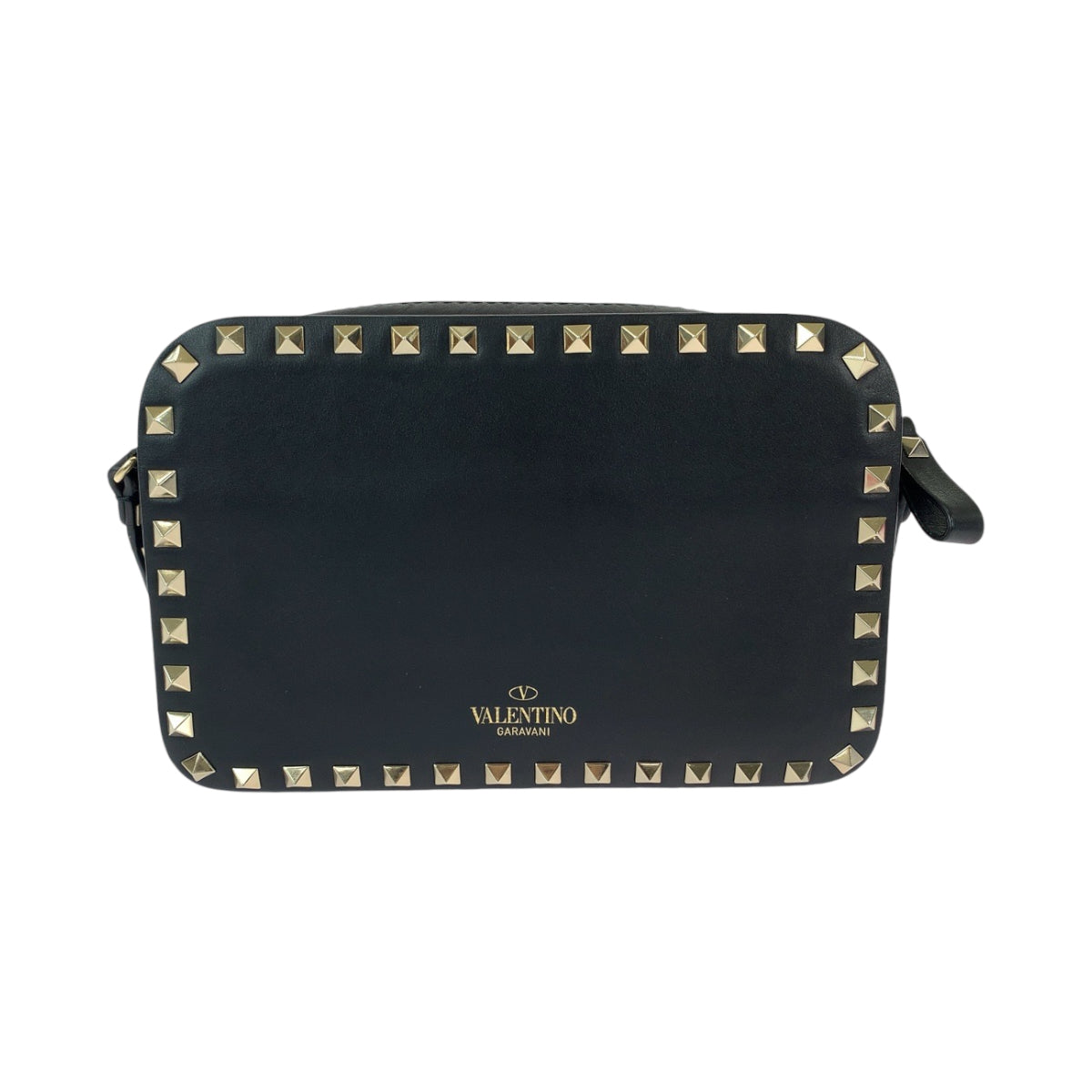 11946
Valentino ヴァレンチノ ロックスタッズ ブラック 黒 ゴールド金具 レザー ショルダーバッグ 斜め掛け ポシェット  レディース A54