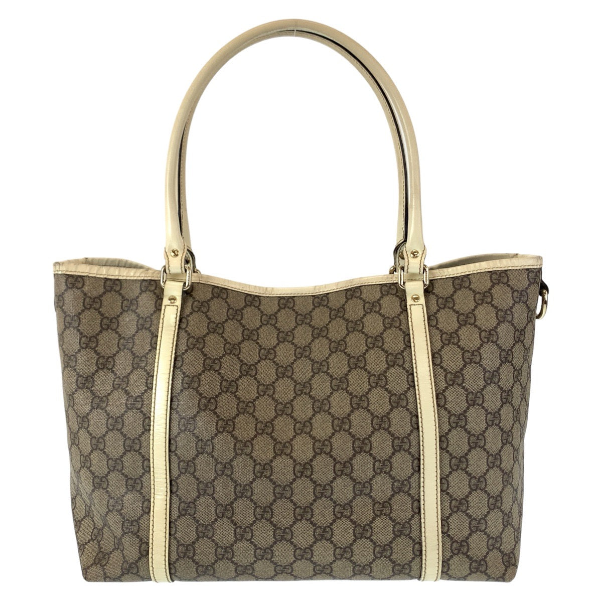 11944
 GUCCI GG Supreme Beige Silver Hardware GG Supreme Canvas 197953 Tote Bag Shoulder Bag Women's