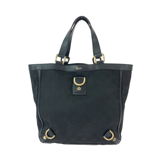 11942
GUCCI グッチ アビー ブラック 黒 ゴールド金具 GGキャンバス 130739 トートバッグ ハンドバッグ  レディース