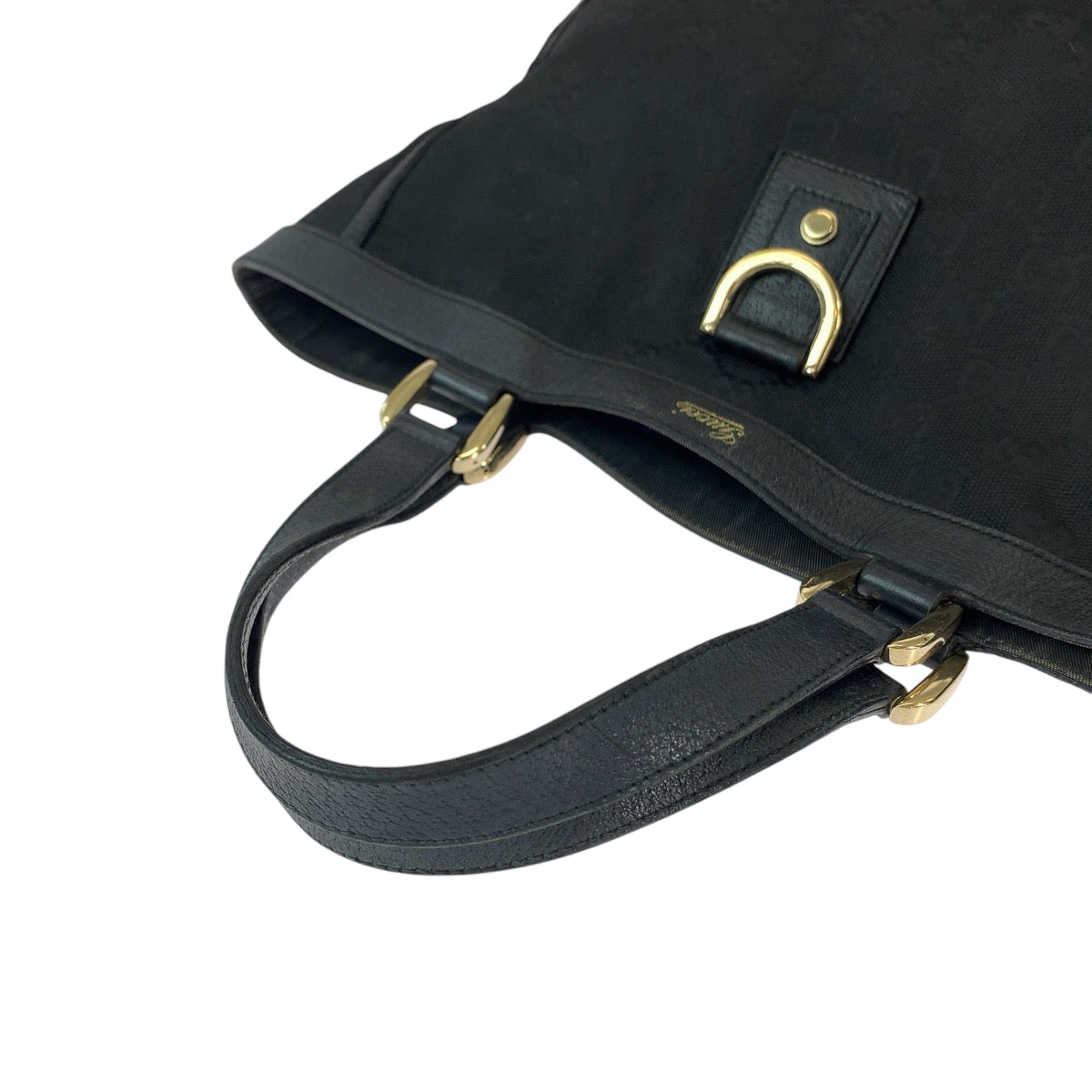 11942
GUCCI グッチ アビー ブラック 黒 ゴールド金具 GGキャンバス 130739 トートバッグ ハンドバッグ  レディース