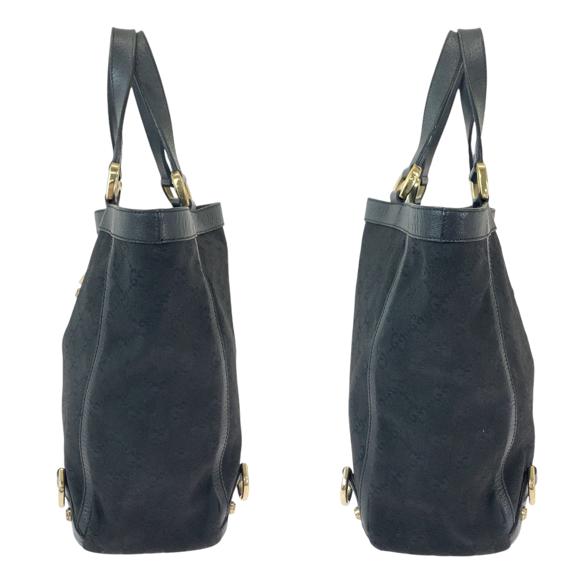 11942
GUCCI グッチ アビー ブラック 黒 ゴールド金具 GGキャンバス 130739 トートバッグ ハンドバッグ  レディース