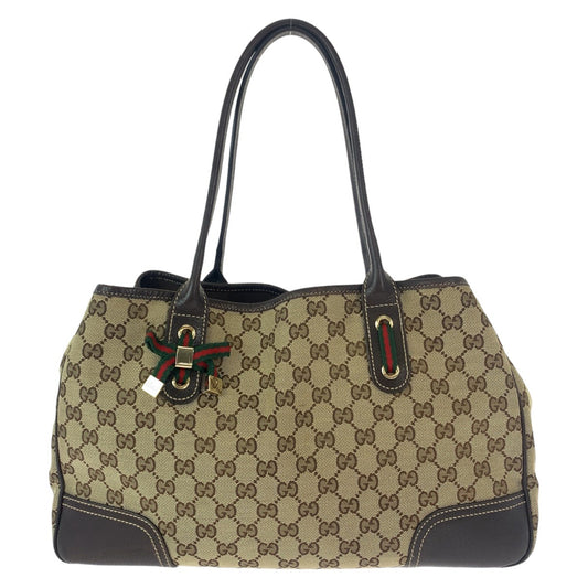 GUCCI グッチ シェリーライン プリンシー ブラウン ベージュ ゴールド金具 GGキャンバス / レザー 163805 トートバッグ ショルダーバッグ  レディース