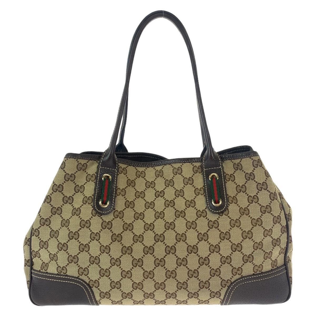 GUCCI グッチ シェリーライン プリンシー ブラウン ベージュ ゴールド金具 GGキャンバス / レザー 163805 トートバッグ ショルダーバッグ  レディース
