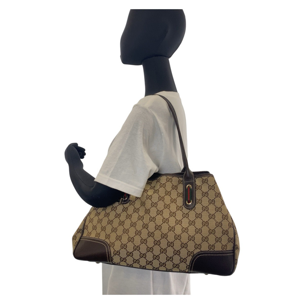 GUCCI グッチ シェリーライン プリンシー ブラウン ベージュ ゴールド金具 GGキャンバス / レザー 163805 トートバッグ ショルダーバッグ  レディース