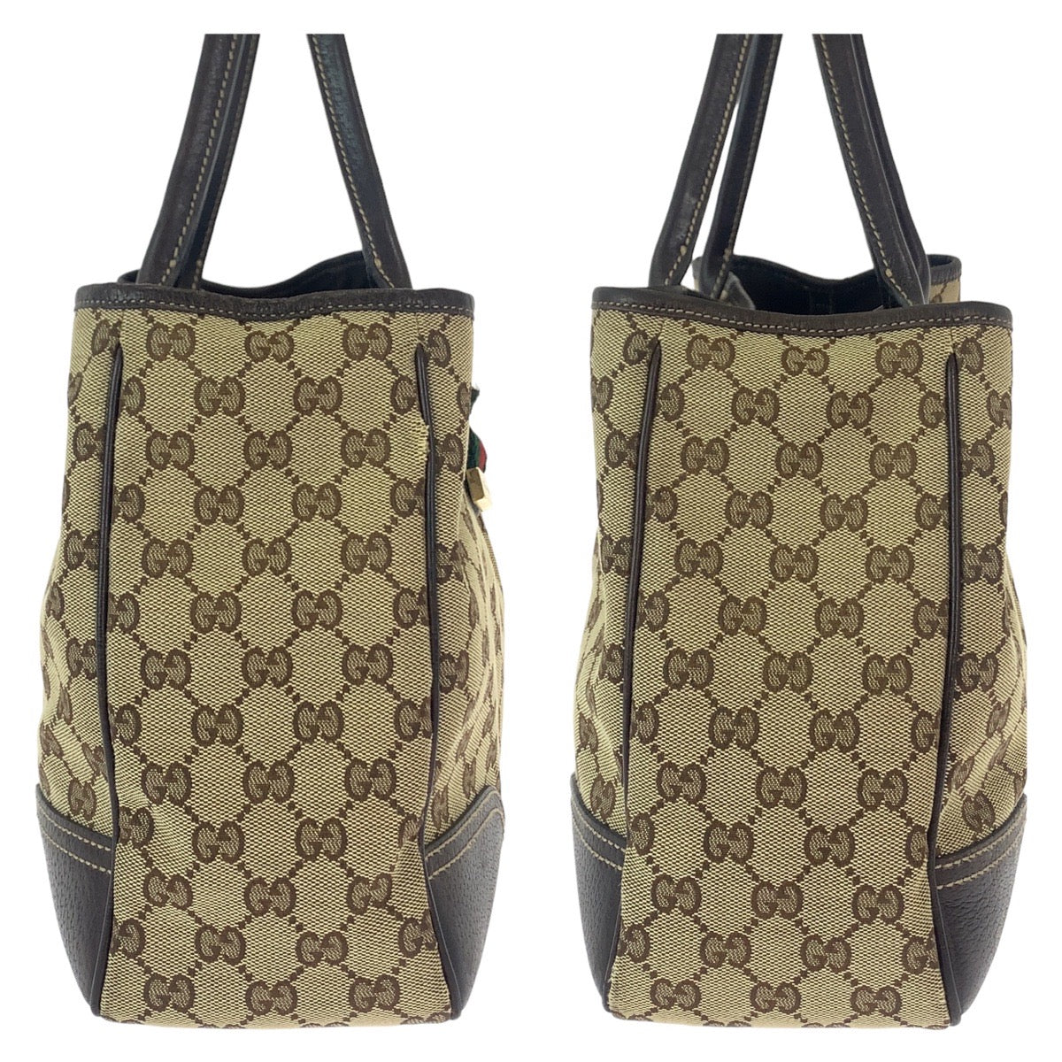 GUCCI グッチ シェリーライン プリンシー ブラウン ベージュ ゴールド金具 GGキャンバス / レザー 163805 トートバッグ ショルダーバッグ  レディース