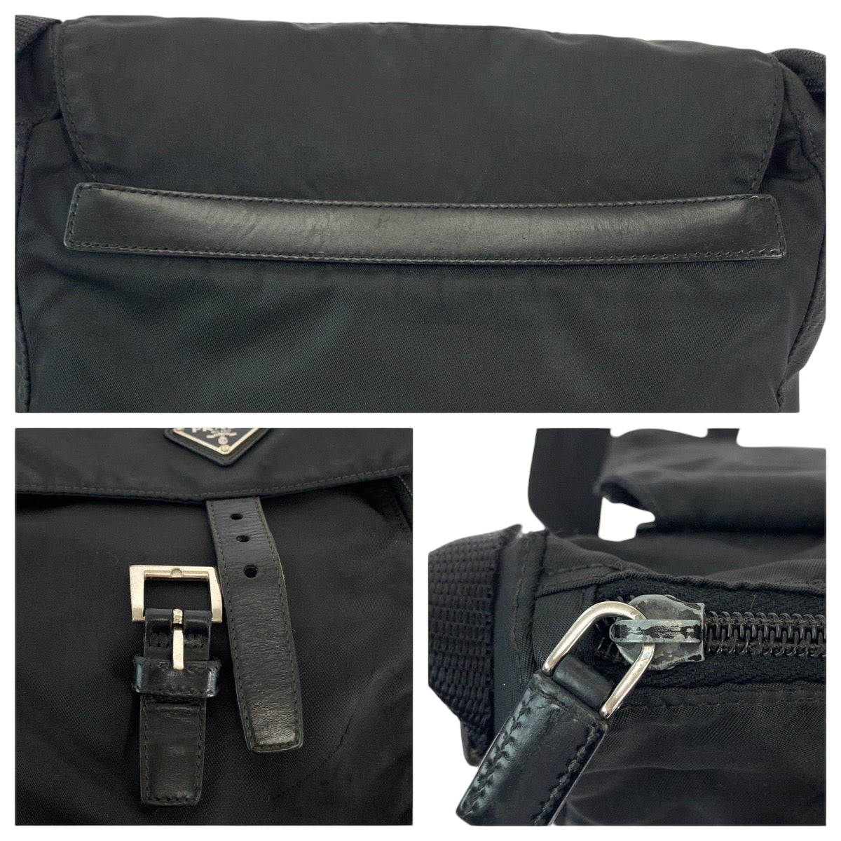 11941
PRADA プラダ テスート 三角ロゴプレート 男女兼用 ブラック 黒 シルバー金具 ナイロン 1BD994 ショルダーバッグ ポシェット  メンズ