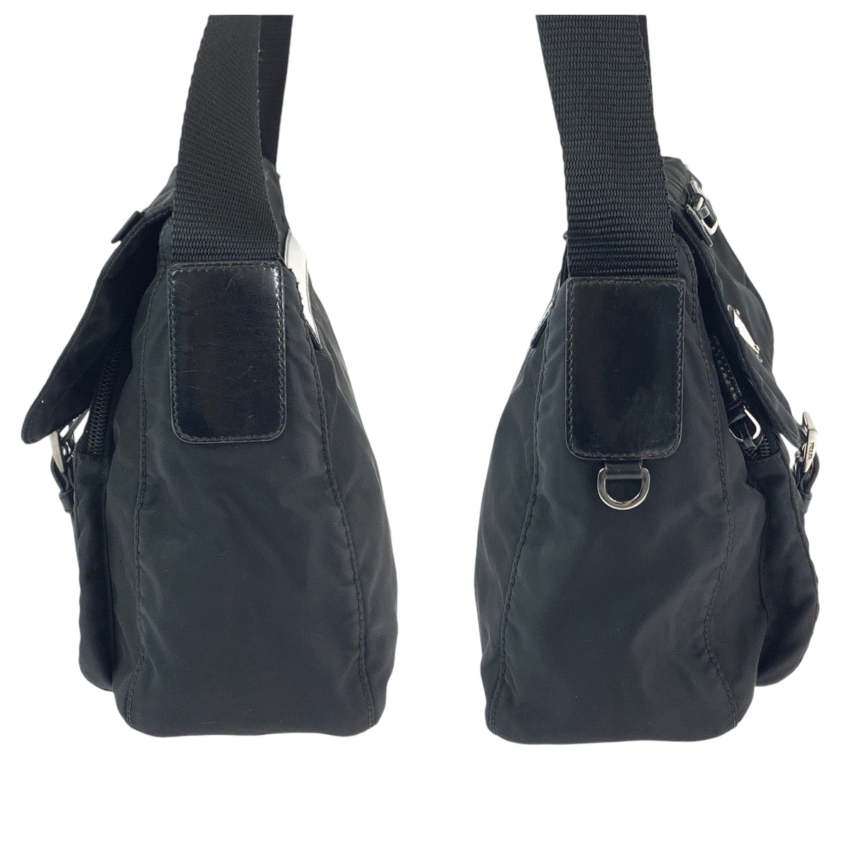 11941
PRADA プラダ テスート 三角ロゴプレート 男女兼用 ブラック 黒 シルバー金具 ナイロン 1BD994 ショルダーバッグ ポシェット  メンズ