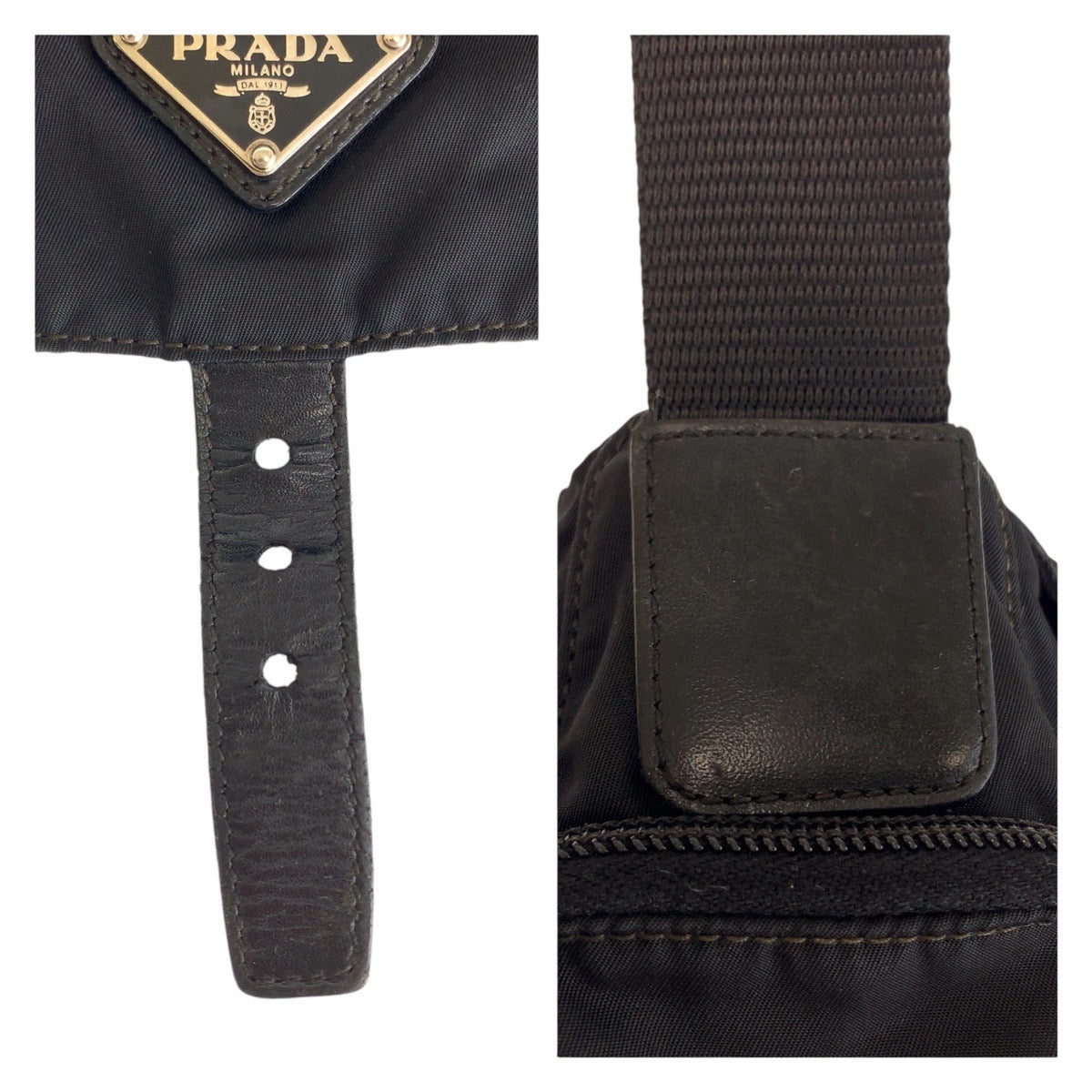 12945
PRADA プラダ テスート 三角ロゴプレート 男女兼用 ブラック 黒 シルバー金具 ナイロン / レザー 斜め掛け ショルダーバッグ メッセンジャーバッグ  メンズ