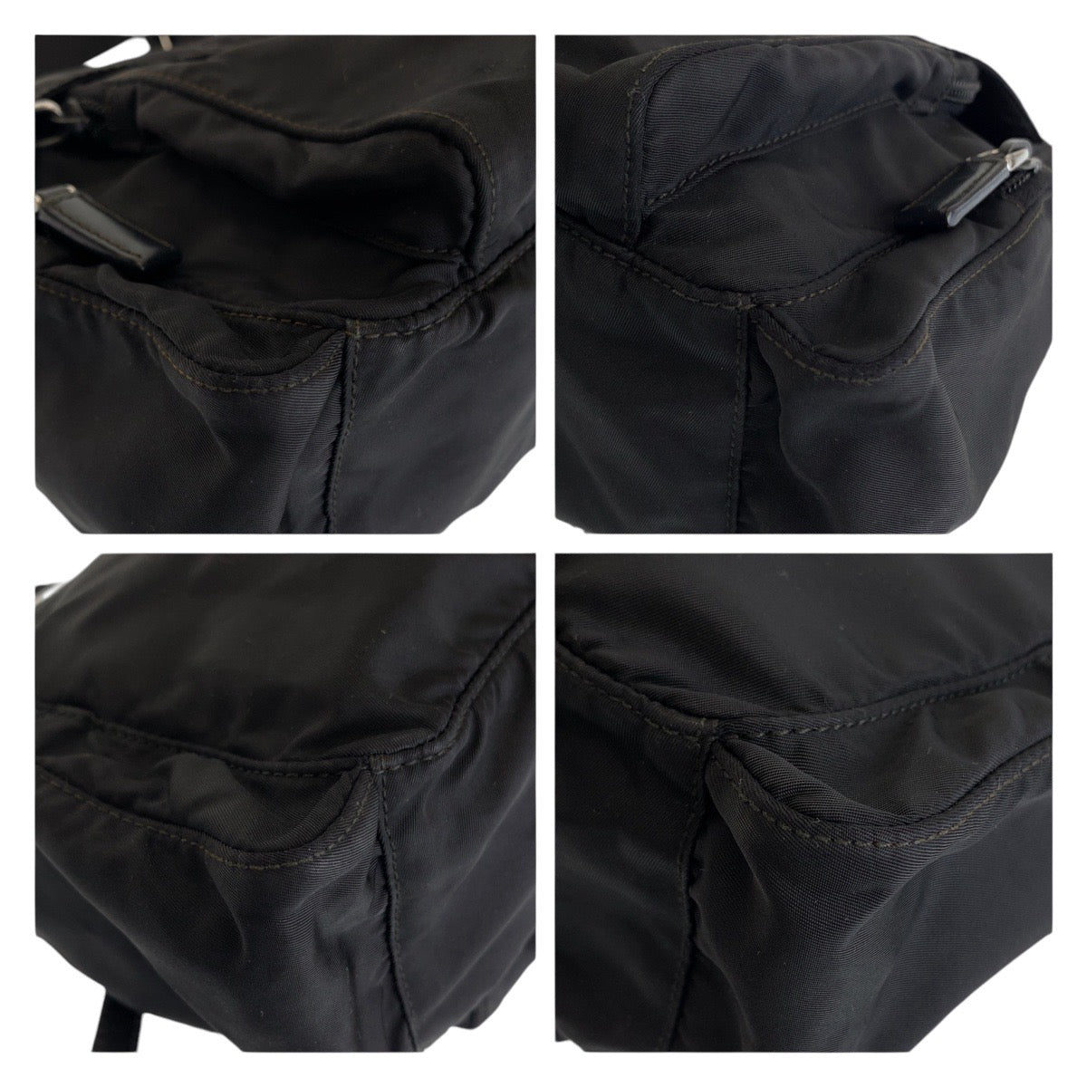12945
PRADA プラダ テスート 三角ロゴプレート 男女兼用 ブラック 黒 シルバー金具 ナイロン / レザー 斜め掛け ショルダーバッグ メッセンジャーバッグ  メンズ