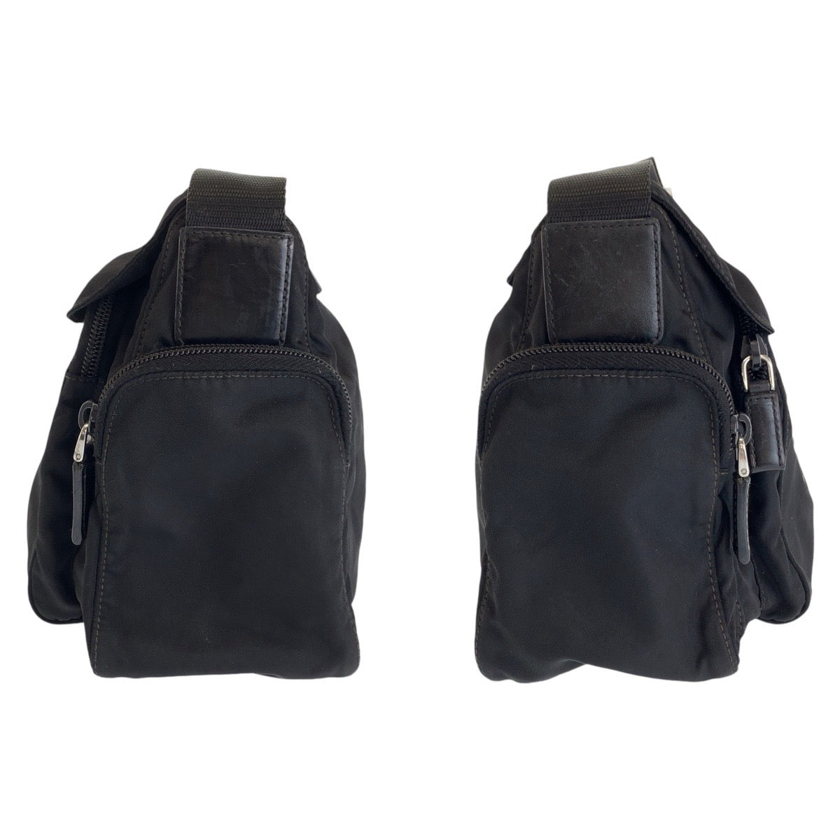 12945
PRADA プラダ テスート 三角ロゴプレート 男女兼用 ブラック 黒 シルバー金具 ナイロン / レザー 斜め掛け ショルダーバッグ メッセンジャーバッグ  メンズ