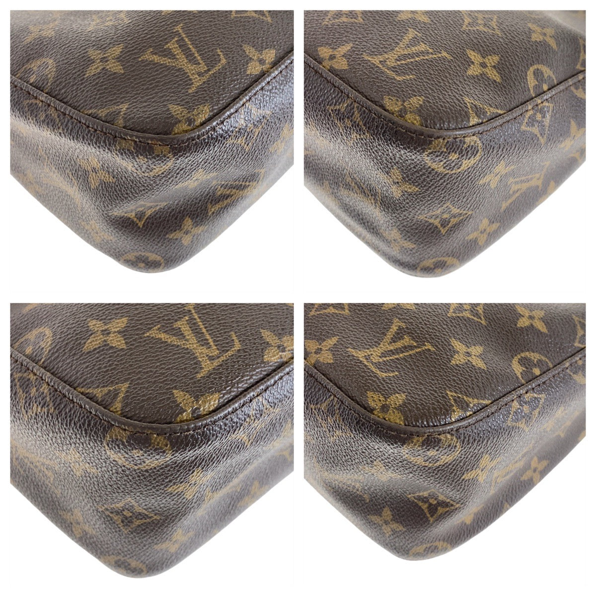11939
LOUIS VUITTON ルイヴィトン モノグラム ルーピングMM ブラウン ゴールド金具 PVC / レザー M51146 ショルダーバッグ  レディース