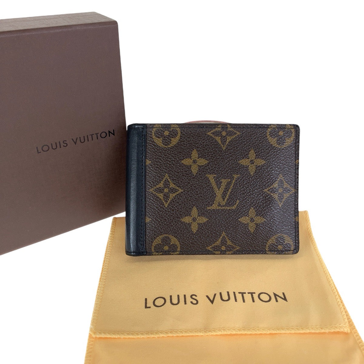 12947
LOUIS VUITTON ルイヴィトン モノグラム マカサー ポルトフォイユ ミンドロ ブラウン ブラック シルバー金具 PVC / レザー M60411 折財布 コンパクトウォレット  メンズ