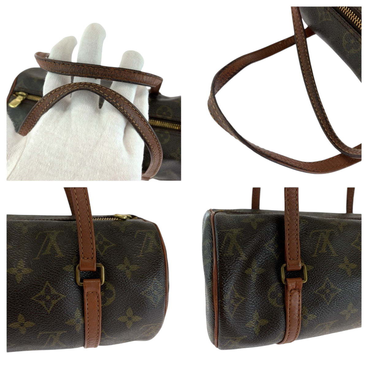 12948
LOUIS VUITTON ルイヴィトン モノグラム パピヨン ブラウン ゴールド金具 PVC M51366 ハンドバッグ ショルダーバッグ  レディース