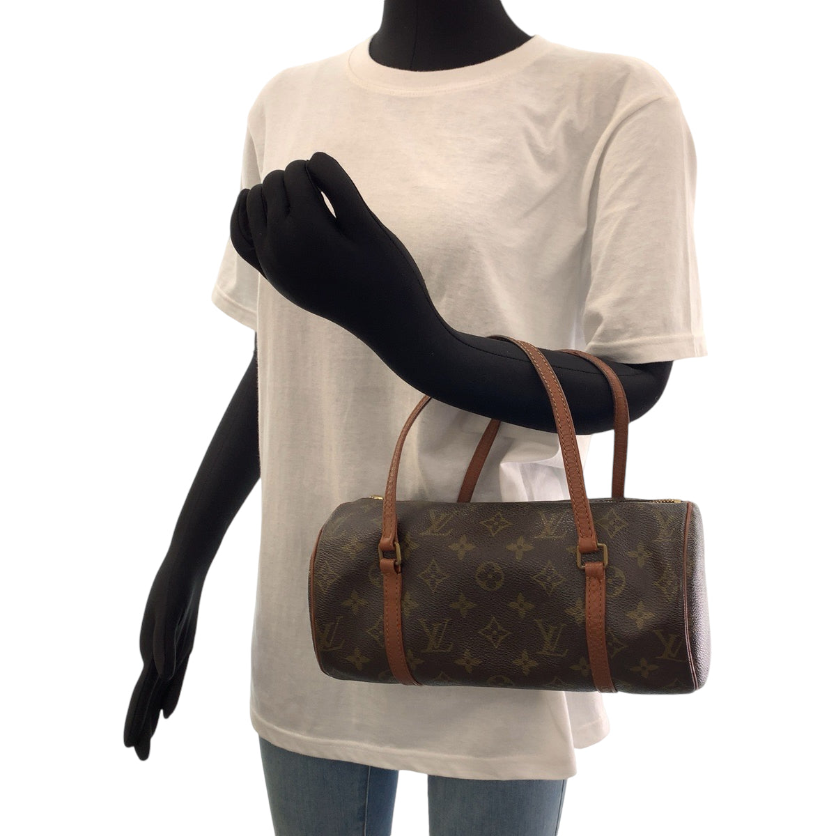 12948
LOUIS VUITTON ルイヴィトン モノグラム パピヨン ブラウン ゴールド金具 PVC M51366 ハンドバッグ ショルダーバッグ  レディース