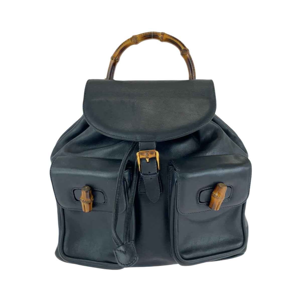 12952
GUCCI グッチ バンブー オールドグッチ ブラック 黒 ブラウン レザー 003 2053 0016 バックパック リュックサック  レディース