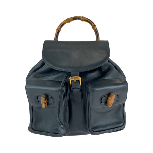 12952
GUCCI グッチ バンブー オールドグッチ ブラック 黒 ブラウン レザー 003 2053 0016 バックパック リュックサック  レディース