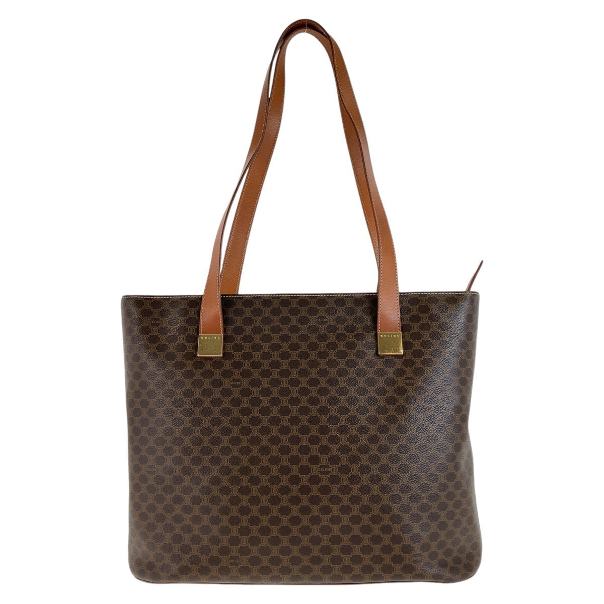 11937
CELINE セリーヌ ヴィンテージ マカダム ブラウン ゴールド金具 PVC / レザー トートバッグ ハンドバッグ ショルダーバッグ  レディース