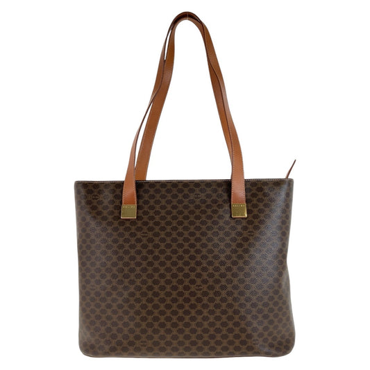 11937
CELINE セリーヌ ヴィンテージ マカダム ブラウン ゴールド金具 PVC / レザー トートバッグ ハンドバッグ ショルダーバッグ  レディース