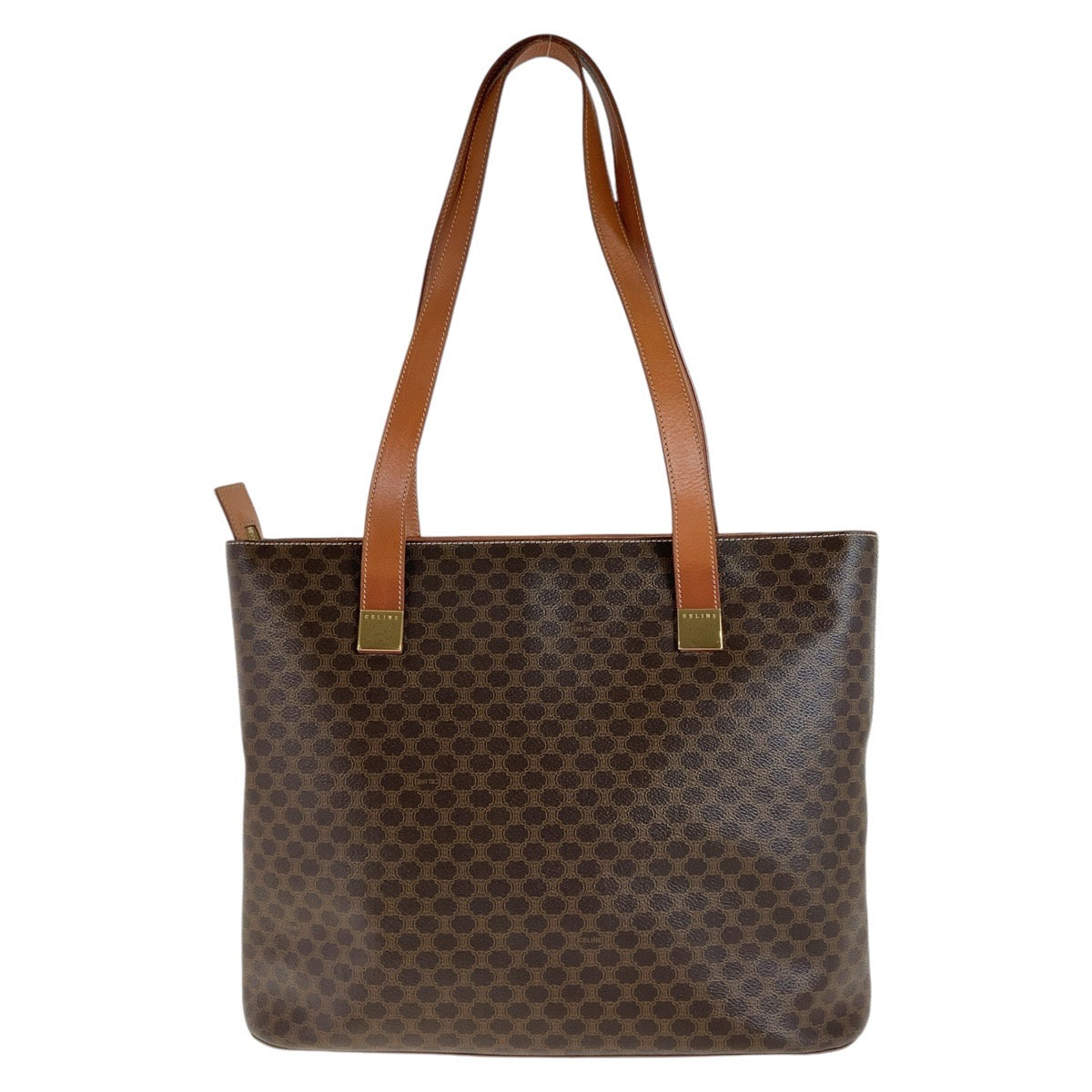 11937
CELINE セリーヌ ヴィンテージ マカダム ブラウン ゴールド金具 PVC / レザー トートバッグ ハンドバッグ ショルダーバッグ  レディース