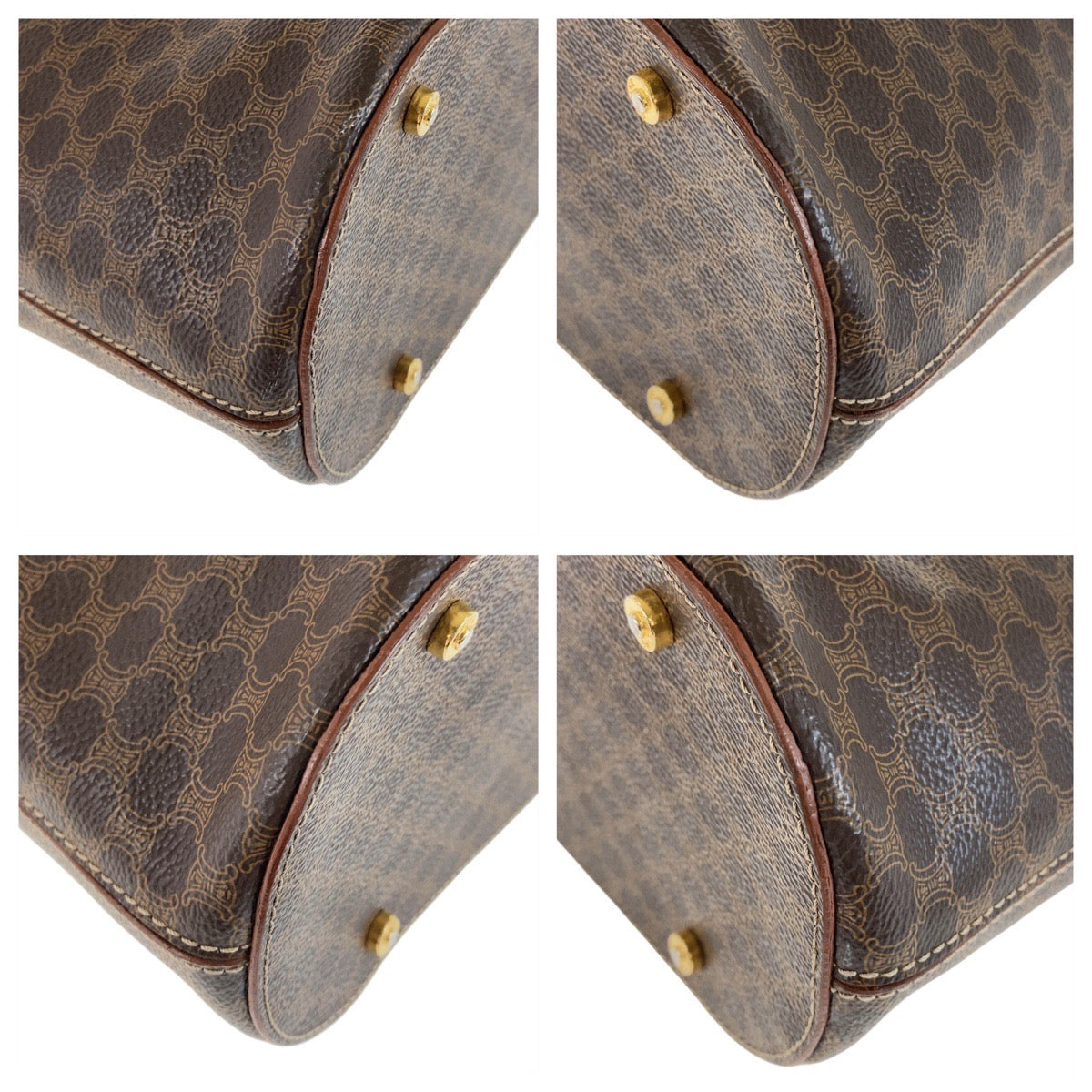11937
CELINE セリーヌ ヴィンテージ マカダム ブラウン ゴールド金具 PVC / レザー トートバッグ ハンドバッグ ショルダーバッグ  レディース