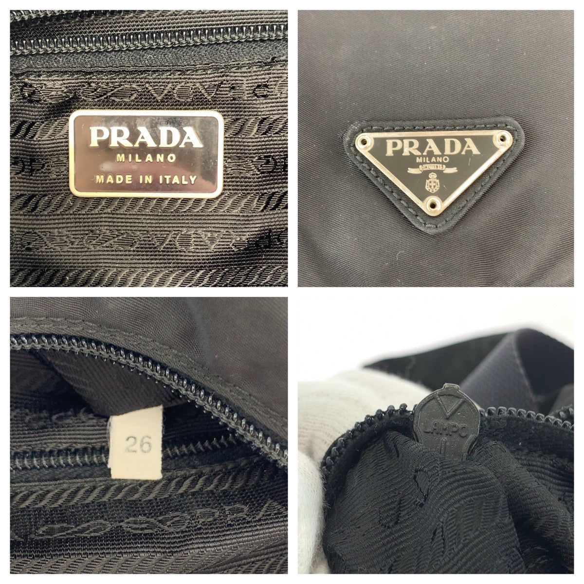 12955
PRADA プラダ テスート 三角ロゴプレート ブラック 黒 シルバー金具 ナイロン BT8994 ショルダーバッグ ポシェット  メンズ