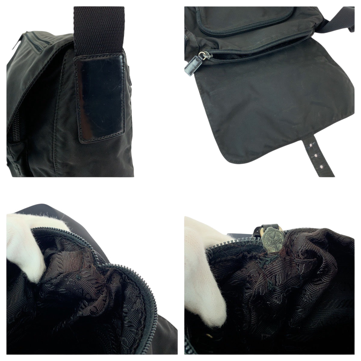 17969
PRADA プラダ テスート 三角ロゴプレート ブラック 黒 シルバー金具 ナイロン BT8994 ショルダーバッグ ポシェット  メンズ AB38