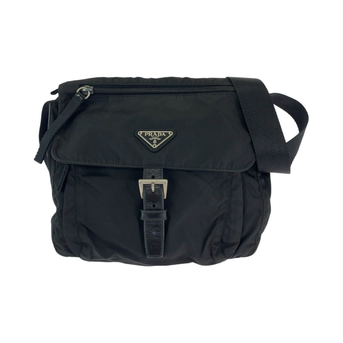 17991
PRADA プラダ テスート 三角ロゴプレート ブラック 黒 シルバー金具 ナイロン ショルダーバッグ メッセンジャーバッグ  メンズ AB40