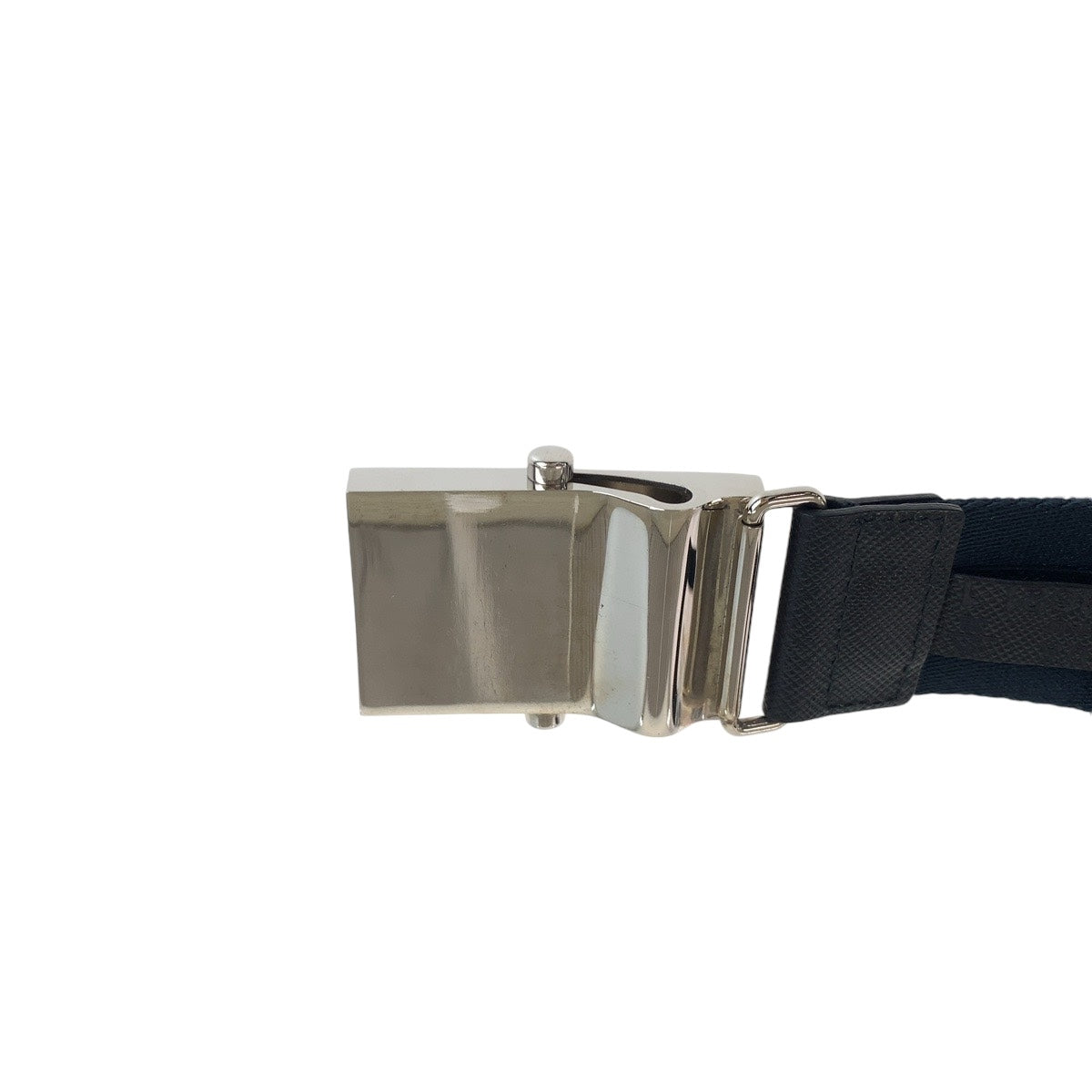 PRADA Prada Navy Silver Hardware Canvas/Leather Belt Gacha Belt Unisex Men's