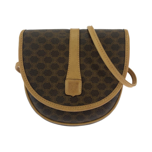 12957
CELINE セリーヌ マカダム ブラウン PVC / レザー 斜め掛け ミニ ショルダーバッグ ポシェット  レディース