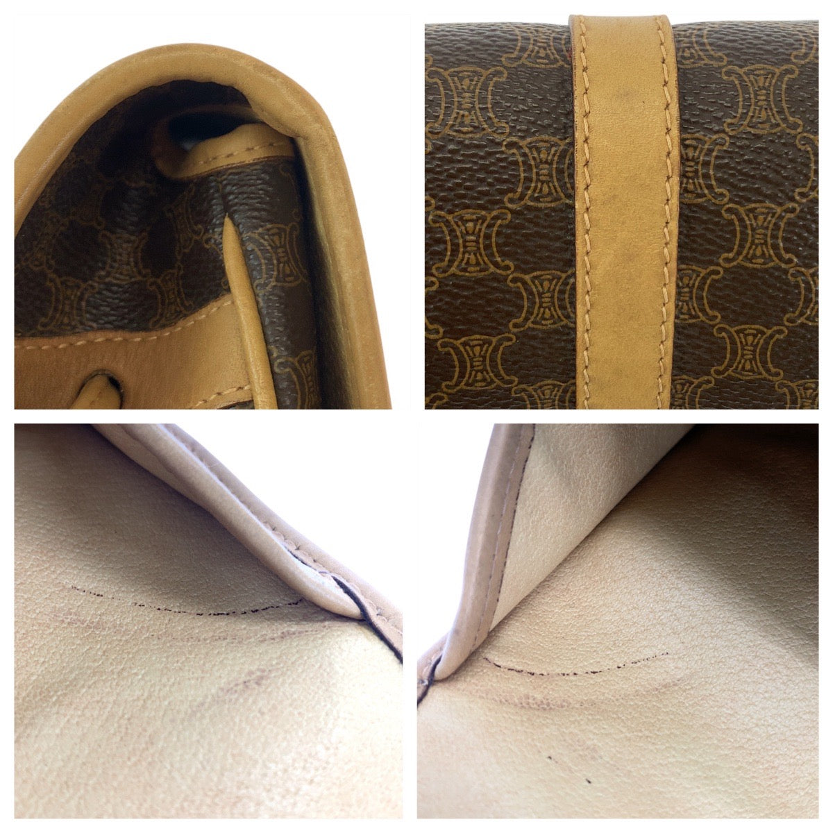 12957
CELINE セリーヌ マカダム ブラウン PVC / レザー 斜め掛け ミニ ショルダーバッグ ポシェット  レディース