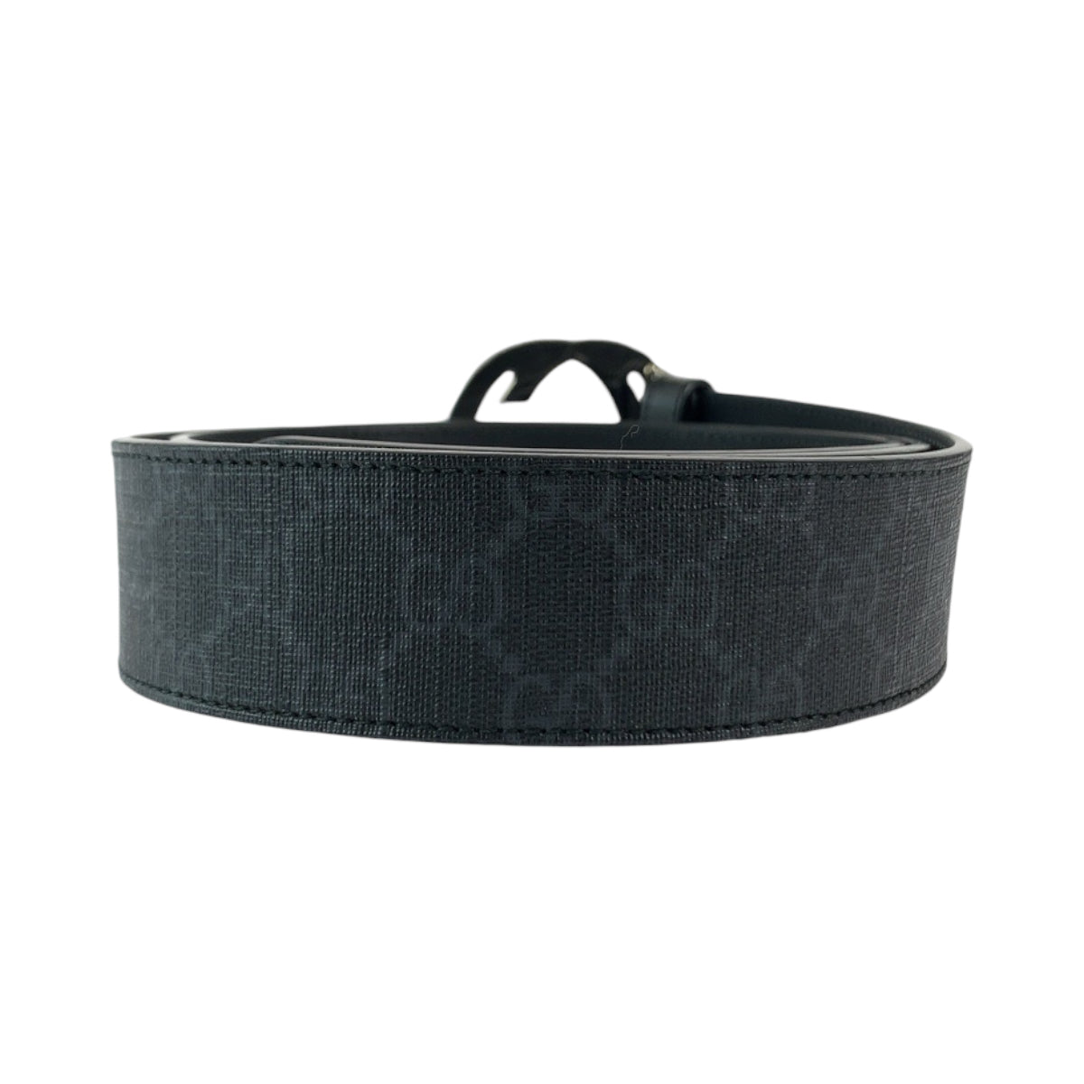 17984
GUCCI グッチ インターロッキング 105cm/42inc ブラック 黒 シルバー金具 GGスプリームキャンバス 490199 ベルト バックル  メンズ