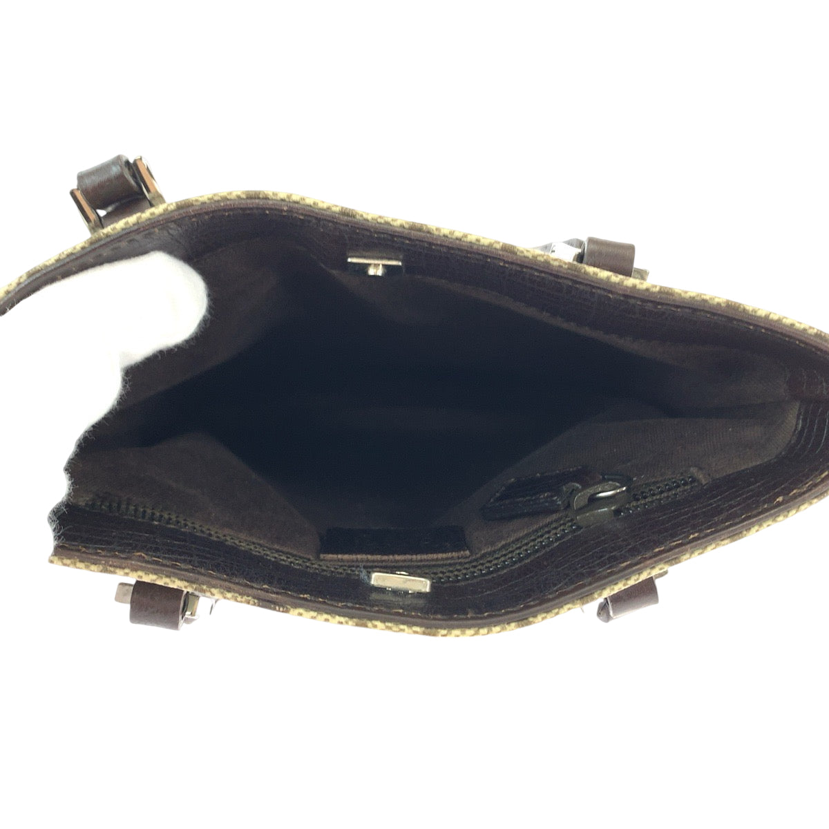 12959
GUCCI グッチ GGプラス ベージュ ブラック シルバー金具 PVC 114600 ミニトートバッグ ハンドバッグ  レディース