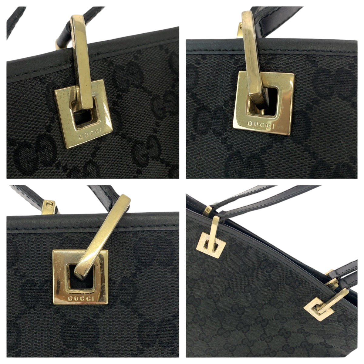 12962
GUCCI グッチ ブラック ゴールド金具 GGキャンバス 002 1099 トートバッグ ショルダーバッグ  レディース