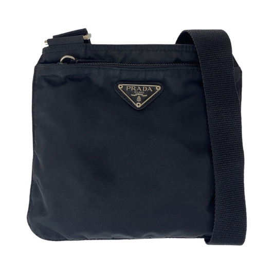 111934
PRADA プラダ テスート 三角ロゴプレート ブラック 黒 シルバー金具 ナイロン 斜め掛け ショルダーバッグ ポシェット  レディース