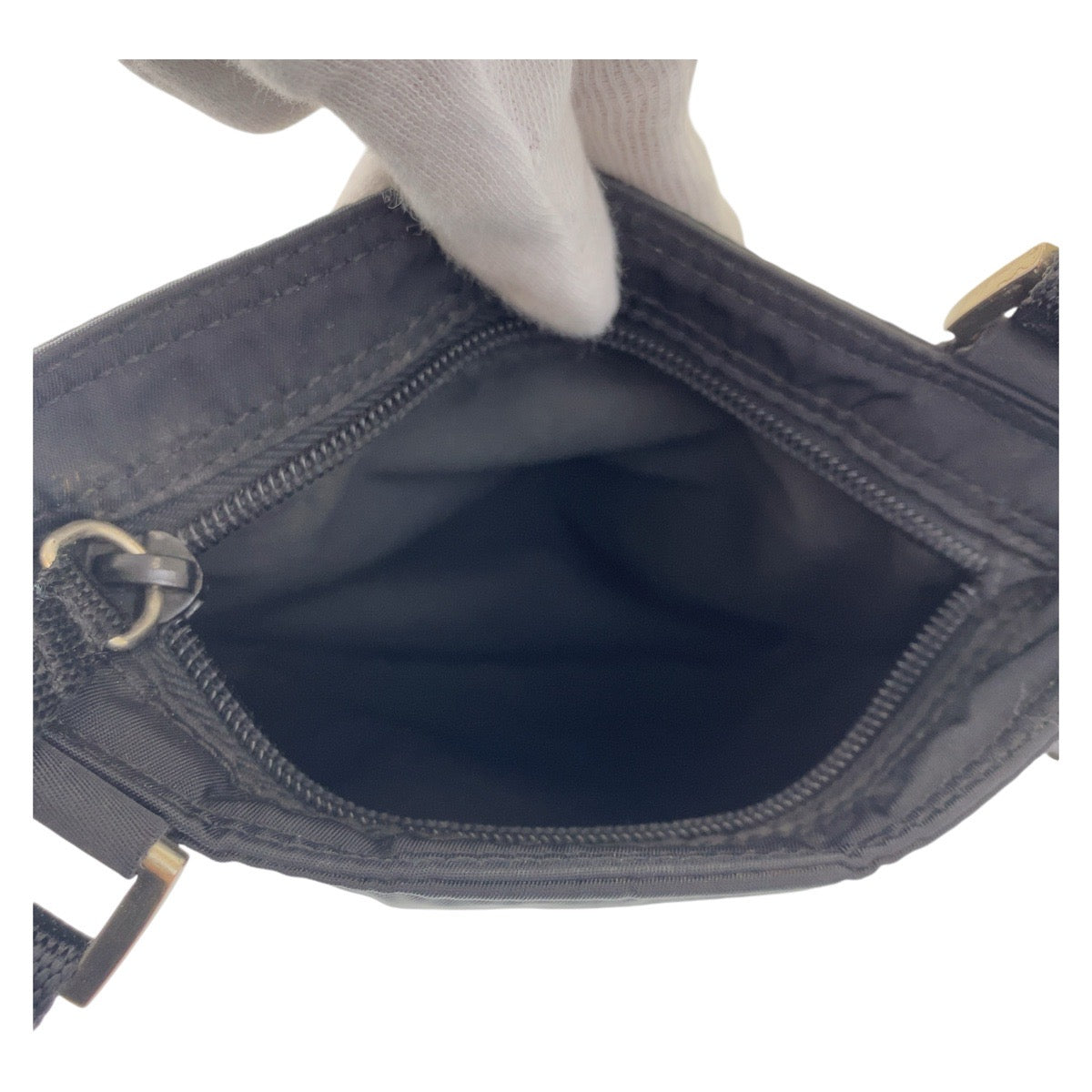 PRADA Prada Tessuto Triangle Logo Plate Black Silver Hardware Nylon Crossbody Shoulder Bag Pochette Women's