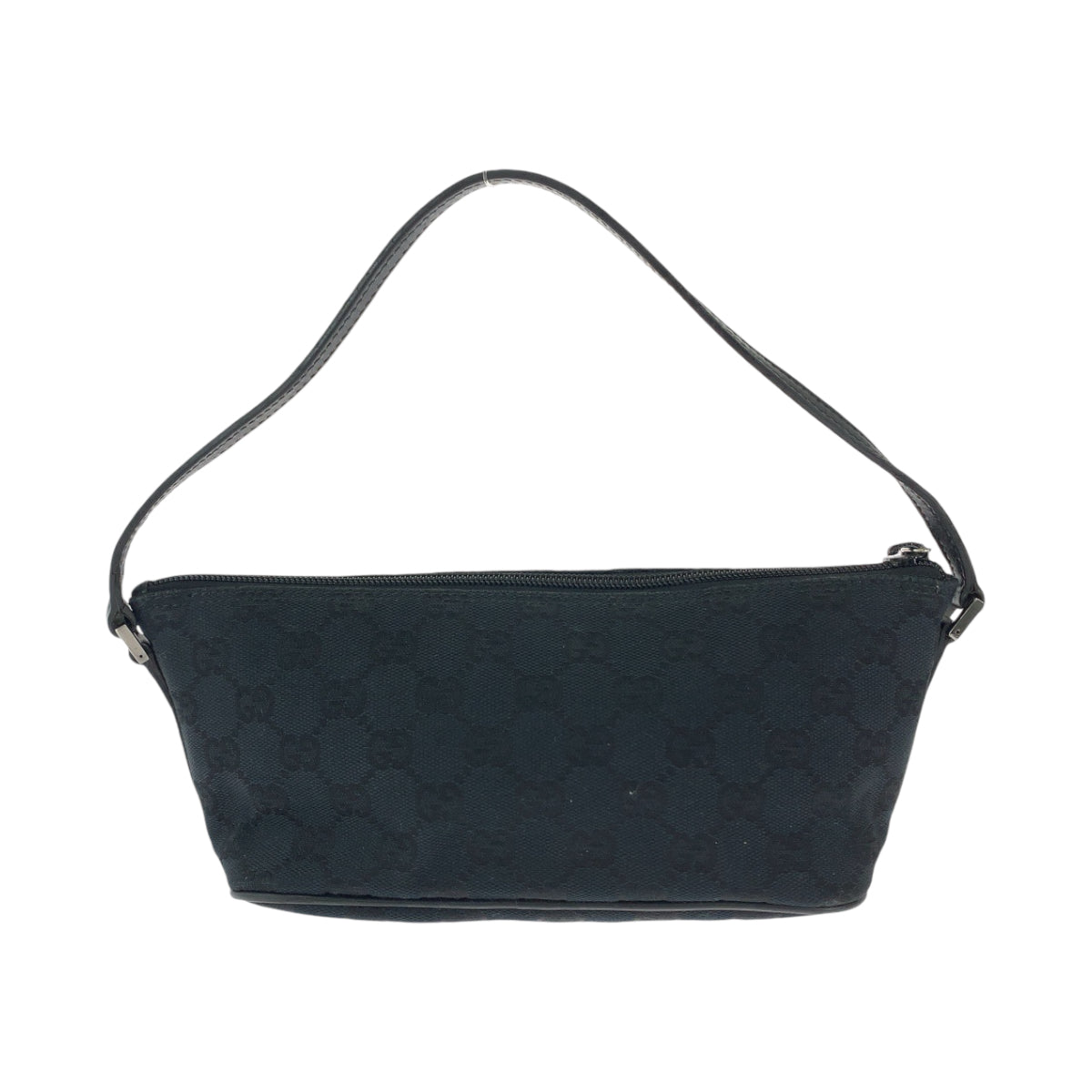 12963
 GUCCI Gucci Black Silver Hardware GG Canvas 039 1103 Handbag Accessory Pouch Women's