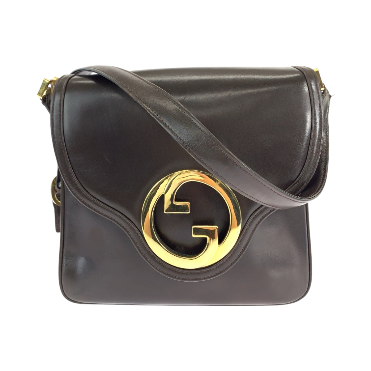 12965
GUCCI グッチ ヴィンテージ オールドグッチ インターロッキング ブラウン ゴールド金具 レザー ショルダーバッグ 肩掛け  レディース