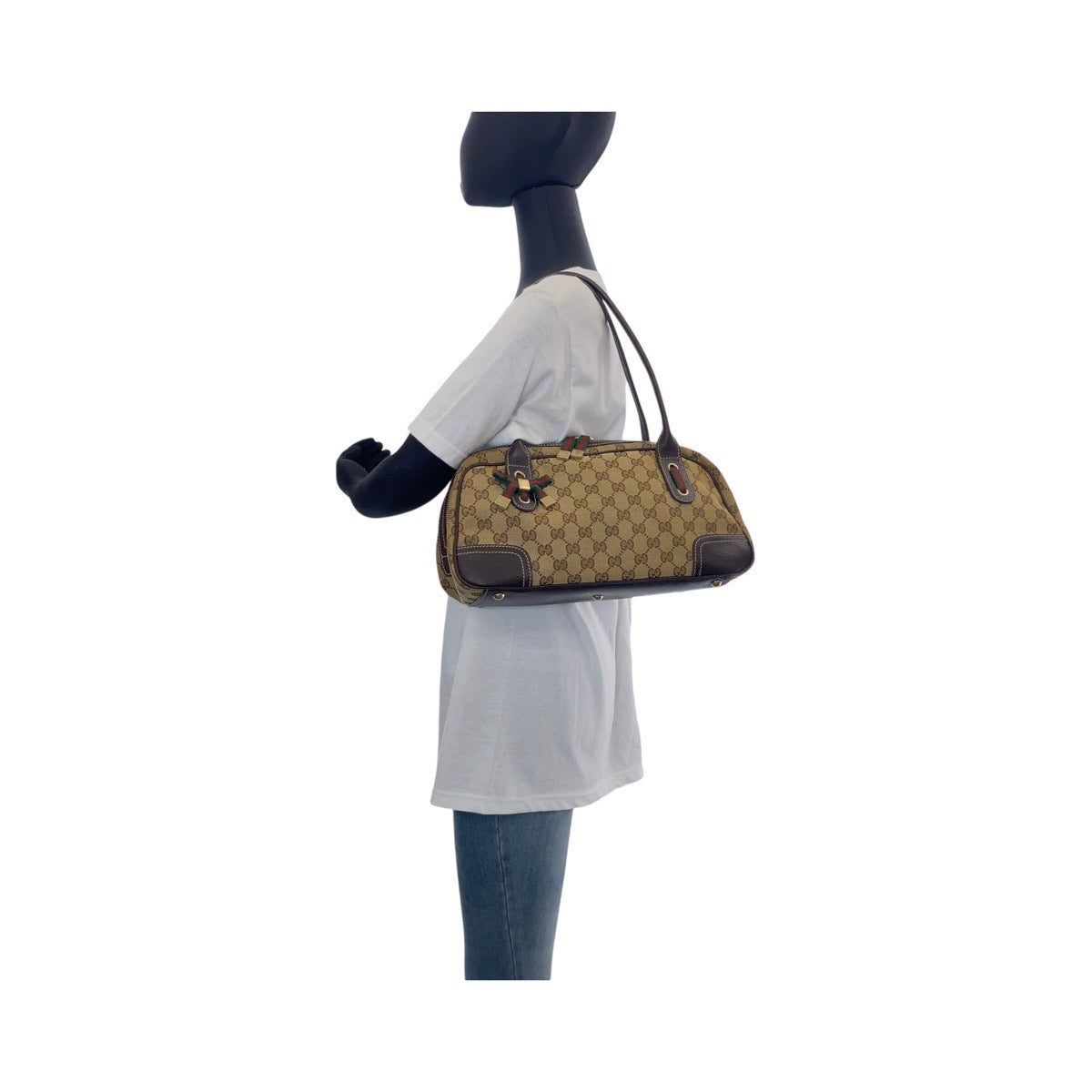 12966
GUCCI グッチ プリンシー シェリーライン ベージュ ブラウン ゴールド金具 GGキャンバス / レザー 161720 ショルダーバッグ ハンドバッグ  レディース