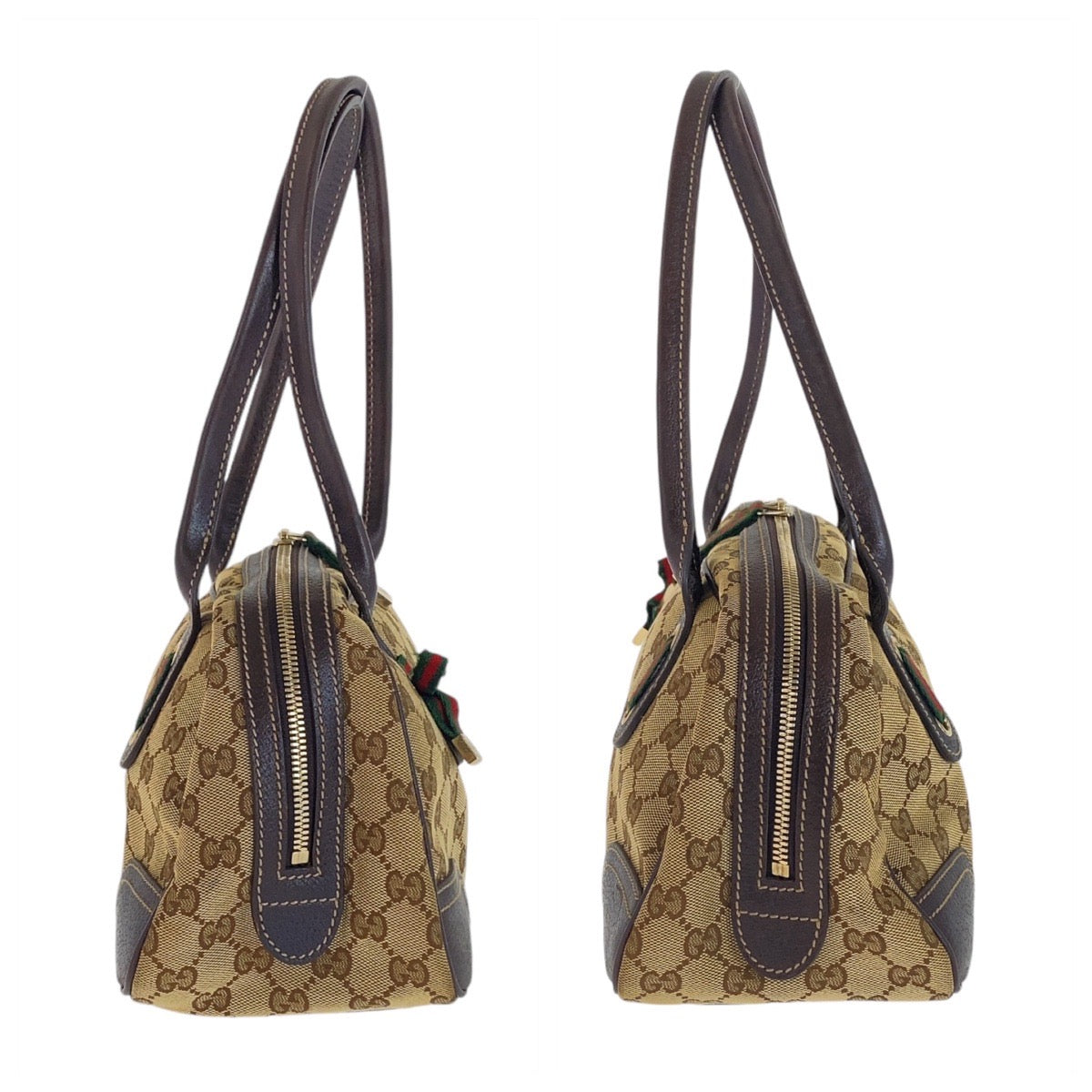 12966
GUCCI グッチ プリンシー シェリーライン ベージュ ブラウン ゴールド金具 GGキャンバス / レザー 161720 ショルダーバッグ ハンドバッグ  レディース