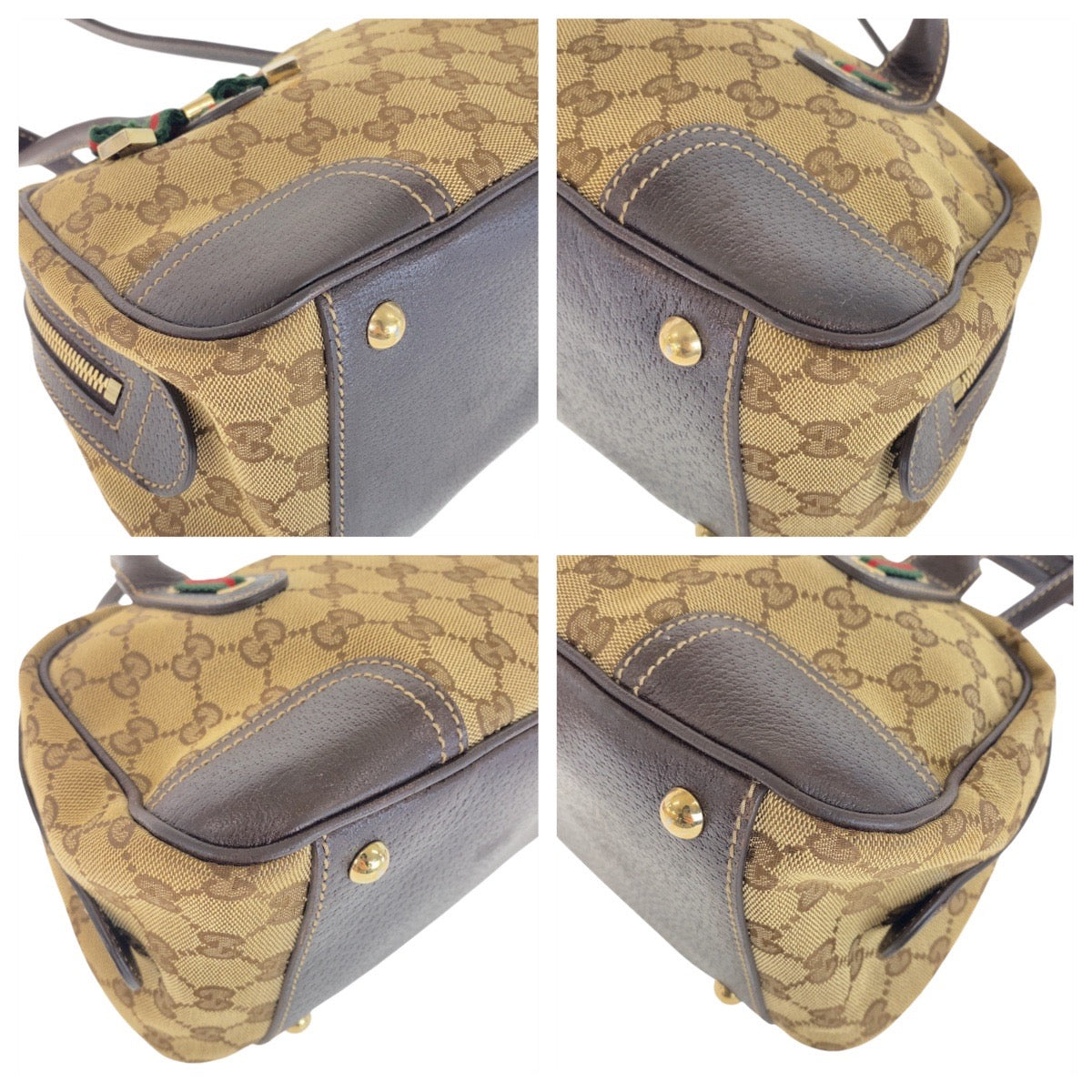 12966
GUCCI グッチ プリンシー シェリーライン ベージュ ブラウン ゴールド金具 GGキャンバス / レザー 161720 ショルダーバッグ ハンドバッグ  レディース