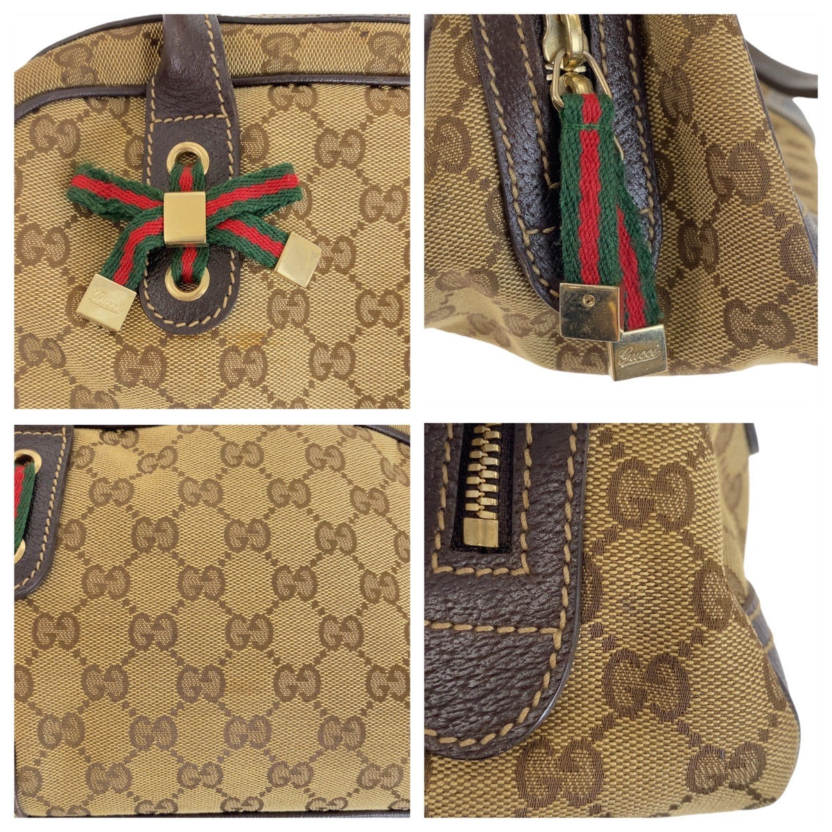 12966
GUCCI グッチ プリンシー シェリーライン ベージュ ブラウン ゴールド金具 GGキャンバス / レザー 161720 ショルダーバッグ ハンドバッグ  レディース