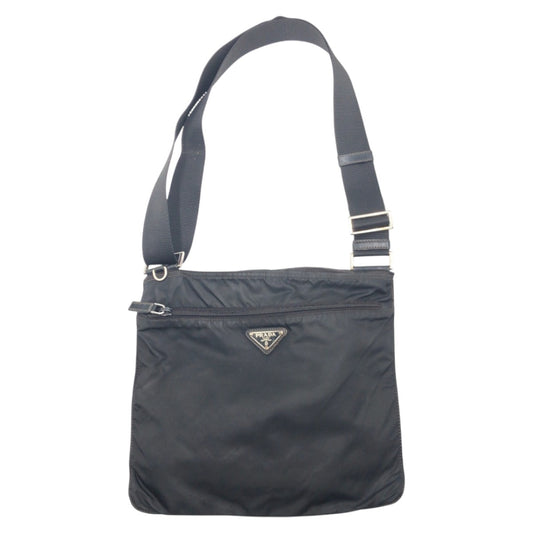 15303
PRADA プラダ テスート 三角ロゴ ブラック 黒 ナイロン ショルダーバッグ サコッシュ 男女兼用 メンズ AB32