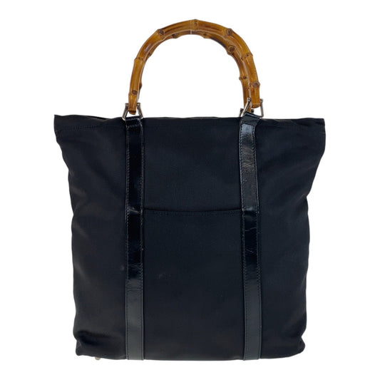 12967
GUCCI グッチ バンブー ブラック 黒 シルバー金具 キャンバス / レザー 000 1998 0508 トートバッグ ハンドバッグ  レディース