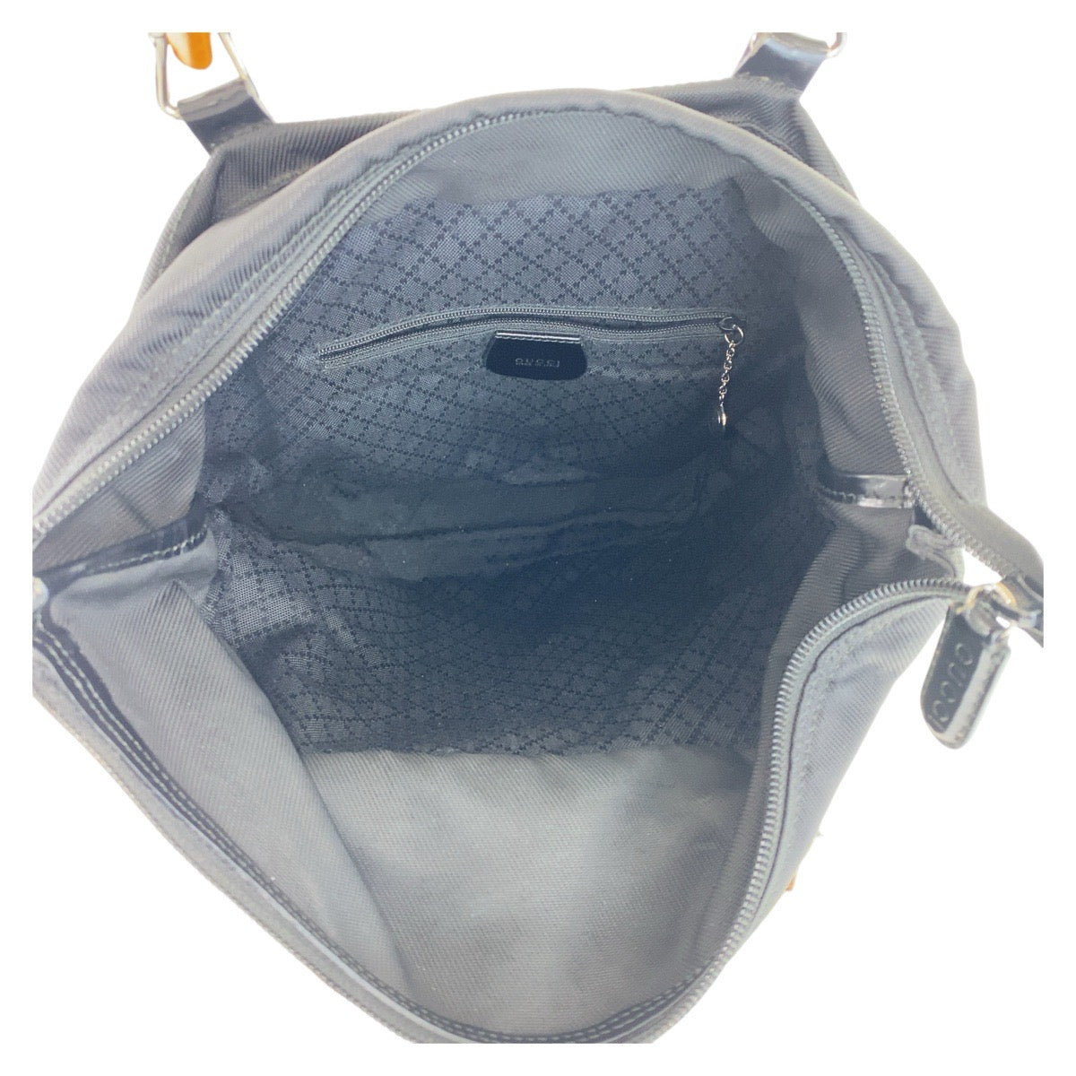 12967
GUCCI グッチ バンブー ブラック 黒 シルバー金具 キャンバス / レザー 000 1998 0508 トートバッグ ハンドバッグ  レディース