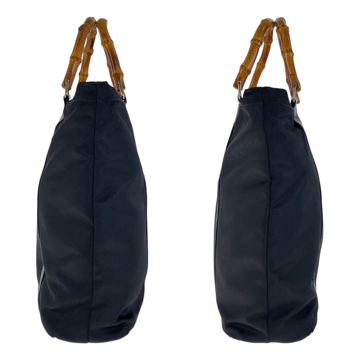 12967
GUCCI グッチ バンブー ブラック 黒 シルバー金具 キャンバス / レザー 000 1998 0508 トートバッグ ハンドバッグ  レディース