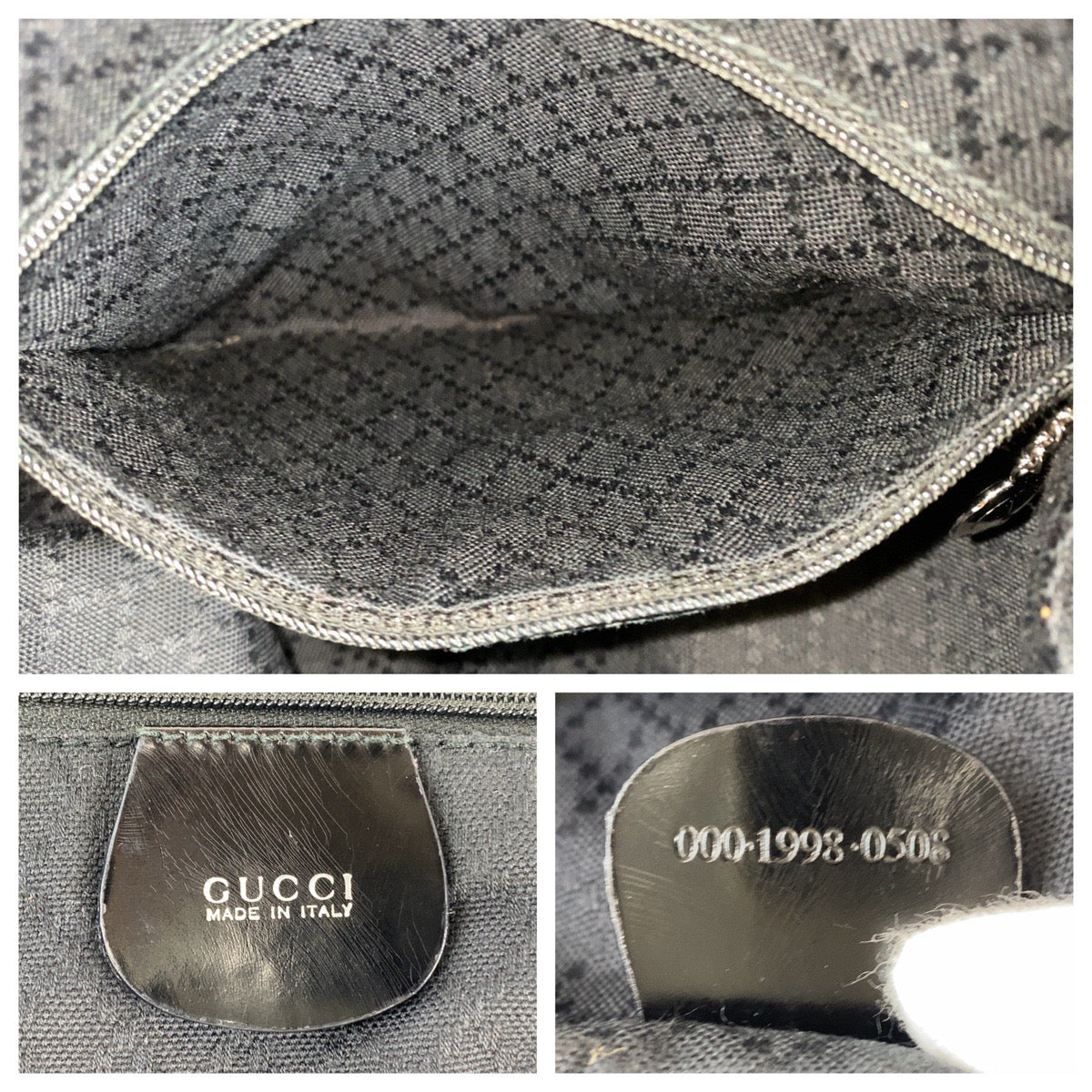 12967
GUCCI グッチ バンブー ブラック 黒 シルバー金具 キャンバス / レザー 000 1998 0508 トートバッグ ハンドバッグ  レディース