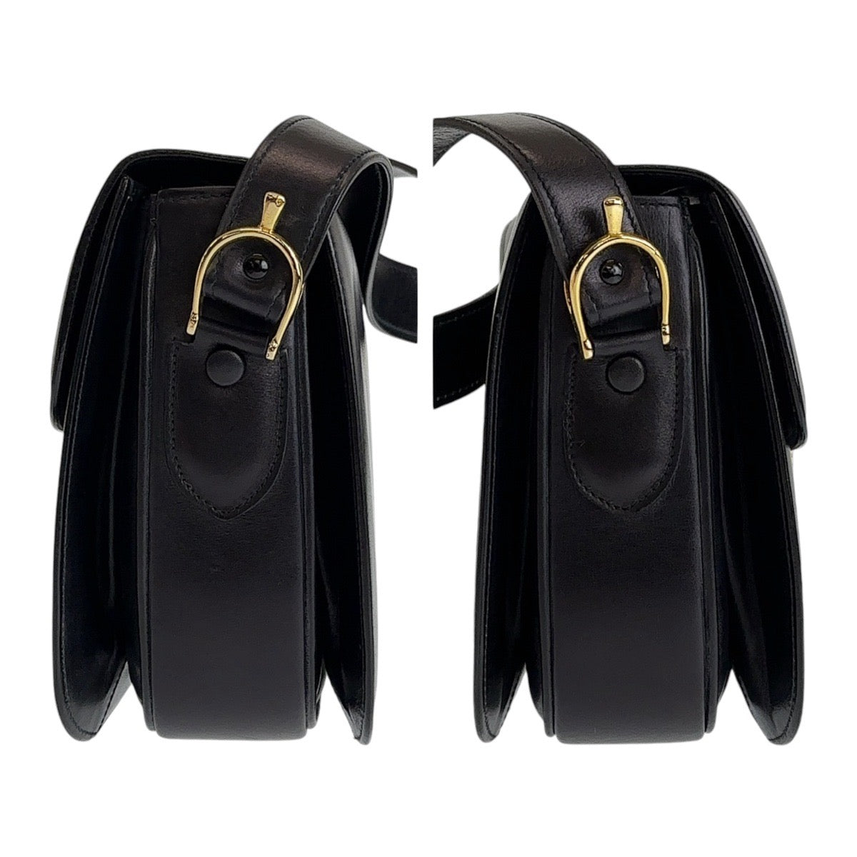 12969
CELINE セリーヌ ヴィンテージ 馬車金具 ホースキャリッジ ブラック 黒 ゴールド金具 レザー ショルバーバッグ ハンドバッグ  レディース